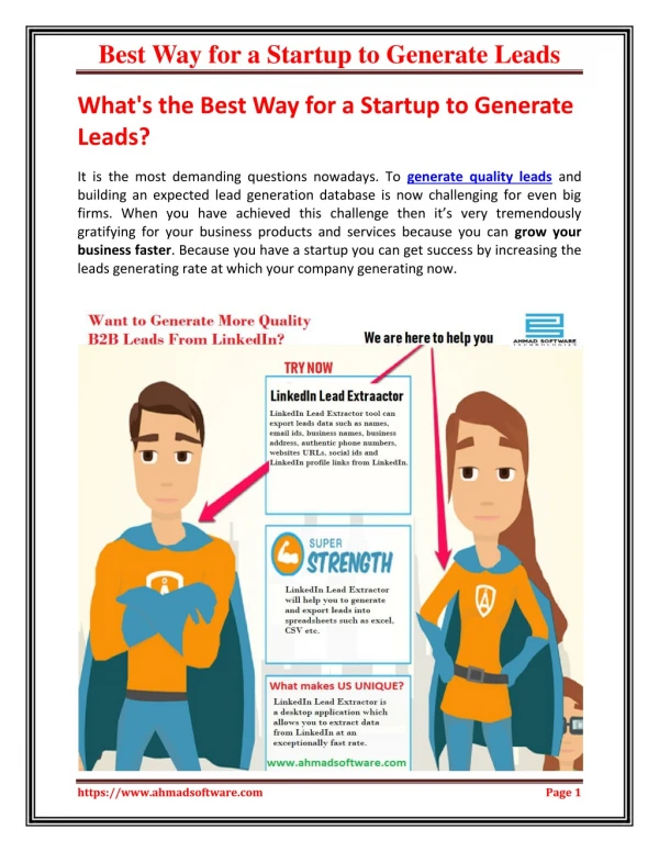 Best Way for a Startup to Generate Leads