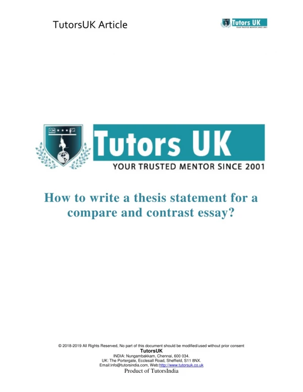 How to write a thesis statement for a compare and contrast essay