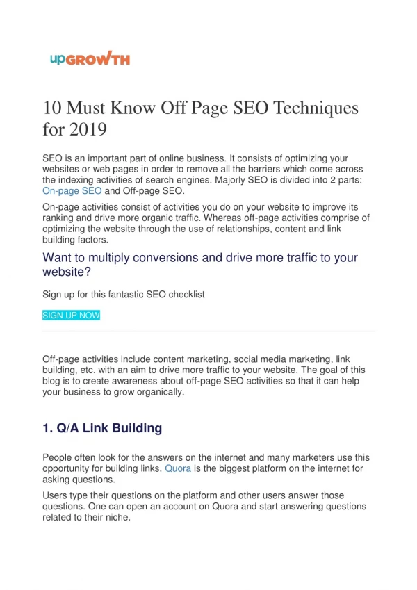 10 Must Know Off Page SEO Techniques for 2019