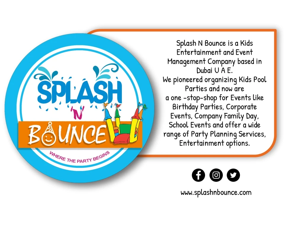 splash n bounce is a kids entertainment and event