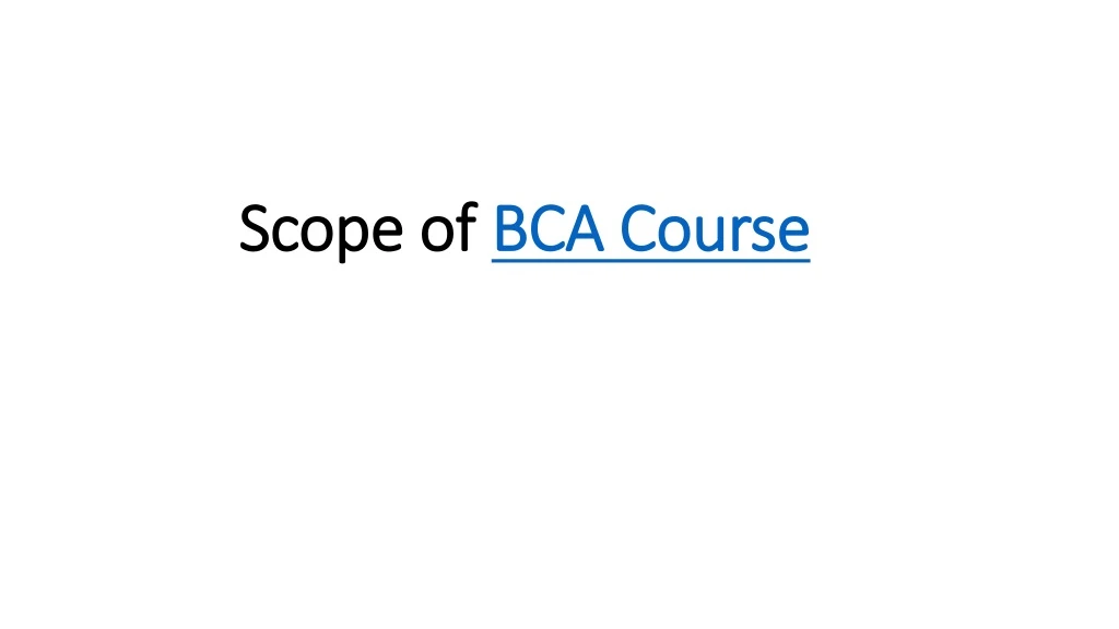 scope of bca course