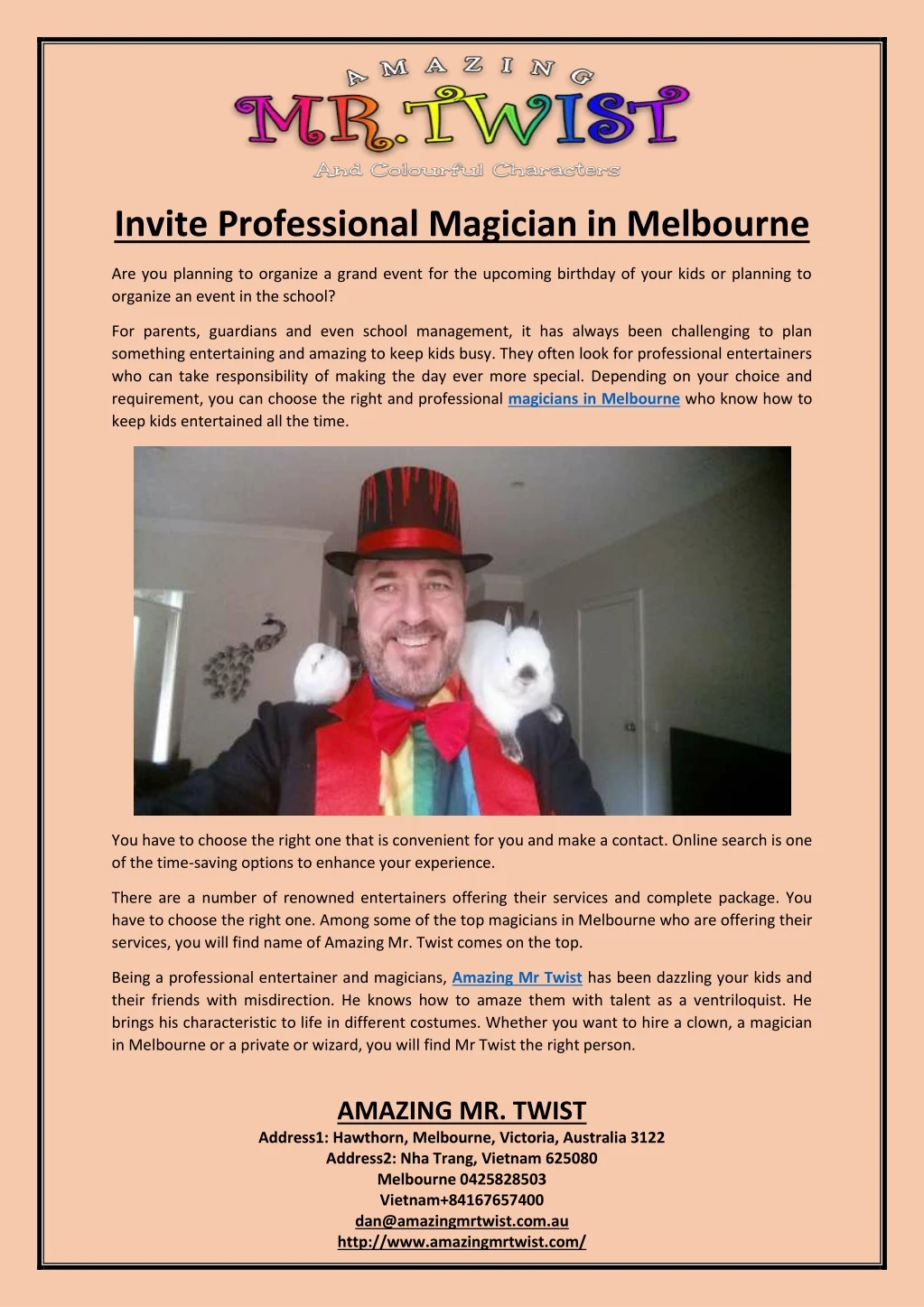 invite professional magician in melbourne