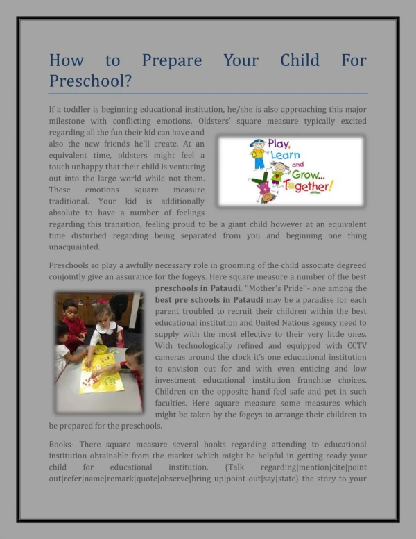 How to prepare your child for preschool