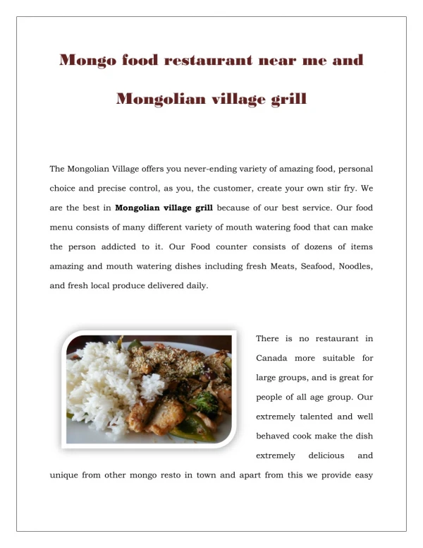 Mongo food restaurant near me