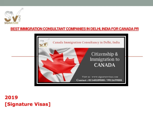 Best immigration consultant companies in Delhi, India for Canada PR