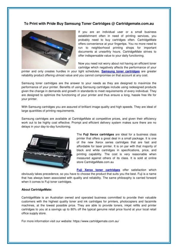 To Print with Pride Buy Samsung Toner Cartridges @ Cartridgemate.com.au