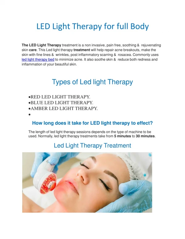LED Light Therapy for full Body