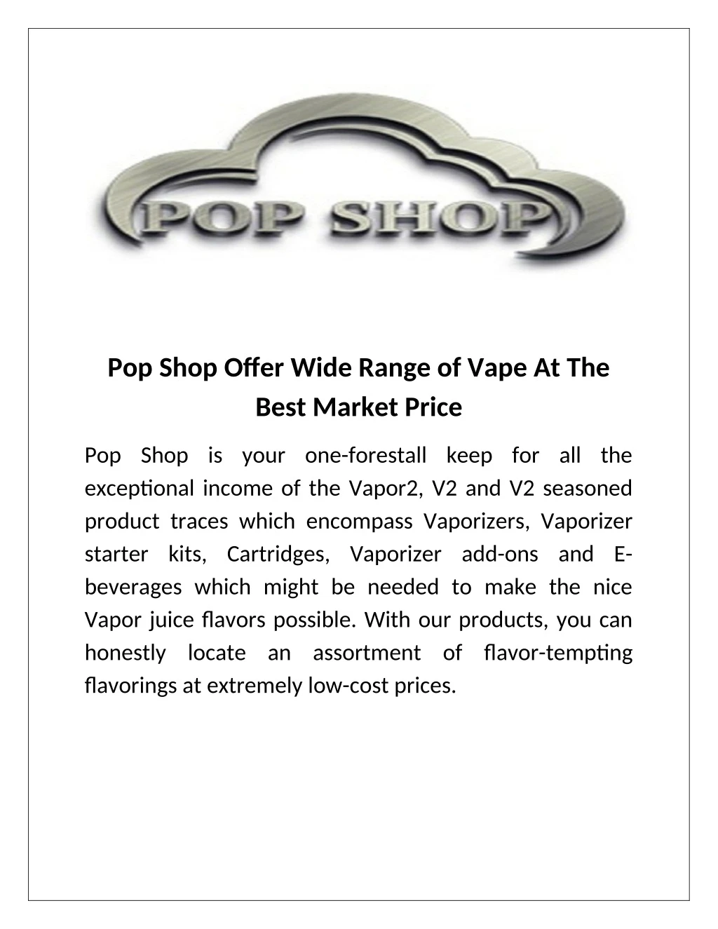 pop shop offer wide range of vape at the best