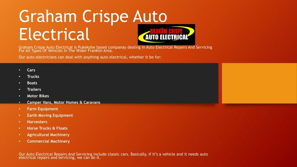 graham crispe auto electrical