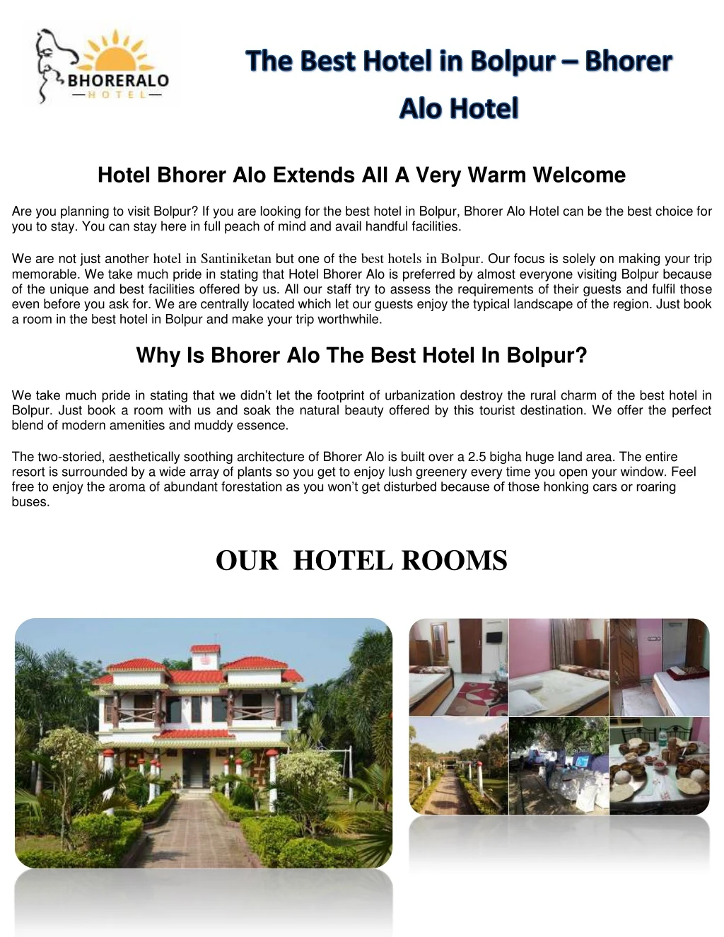 hotel bhorer alo extends all a very warm welcome