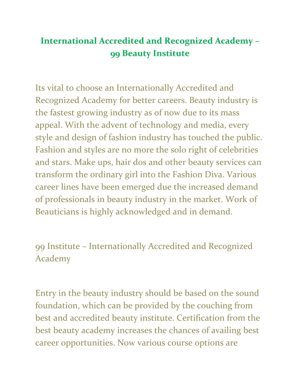 international accredited and recognized academy