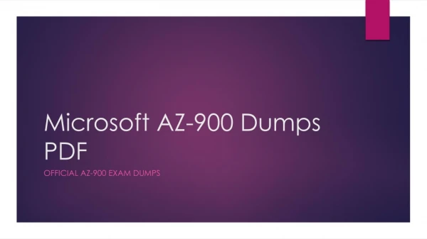 Microsoft AZ-900 Dumps PDF~100% Valid And Up To Date