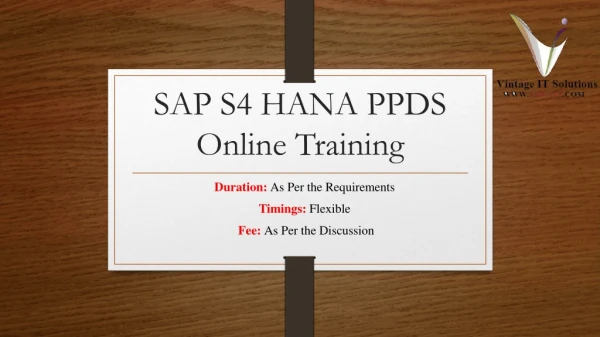 SAP S4 HANA PPDS PPT