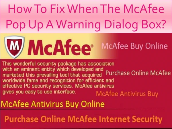 How To Fix When The McAfee Pop Up A Warning Dialog Box?