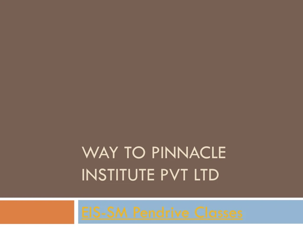 way to pinnacle institute pvt ltd