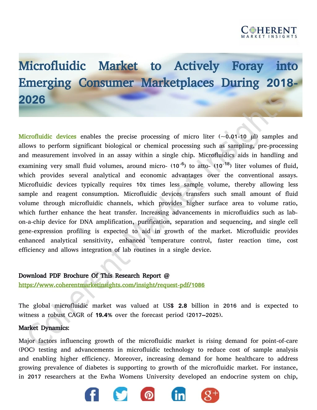 microfluidic market to actively foray into