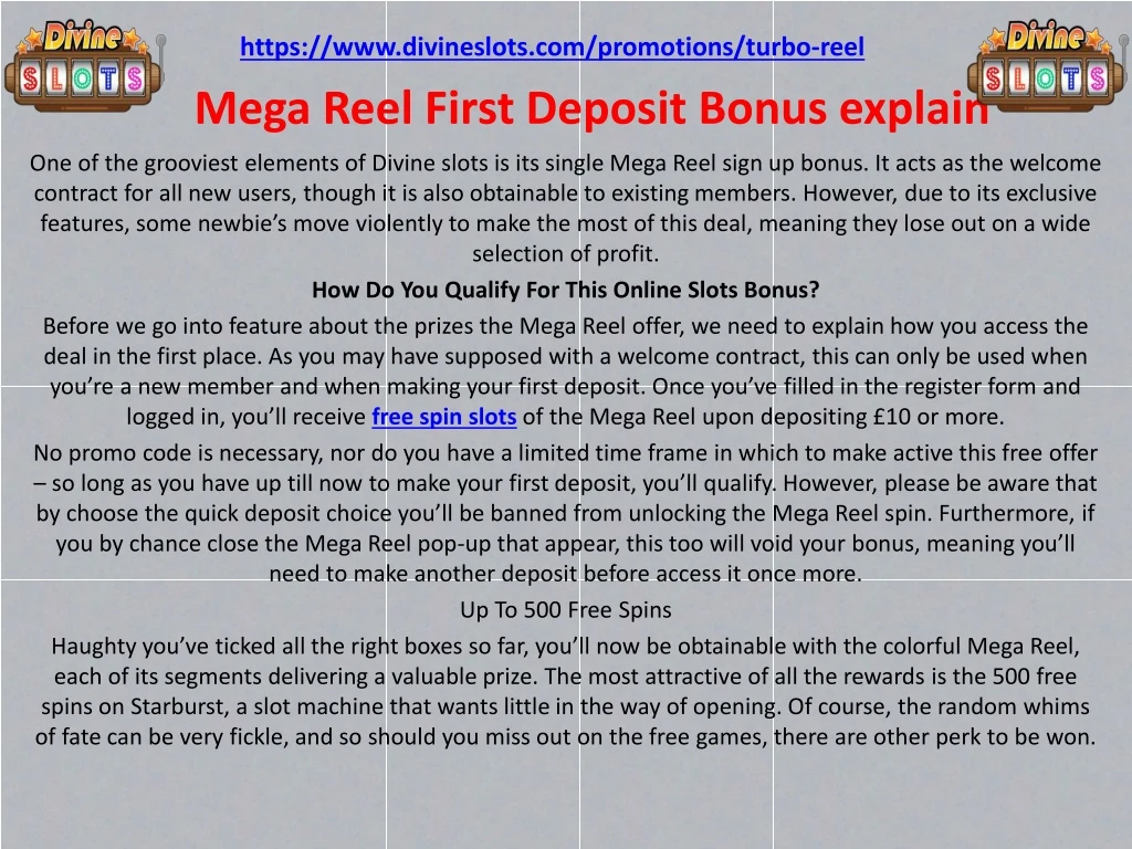 mega reel first deposit bonus explain