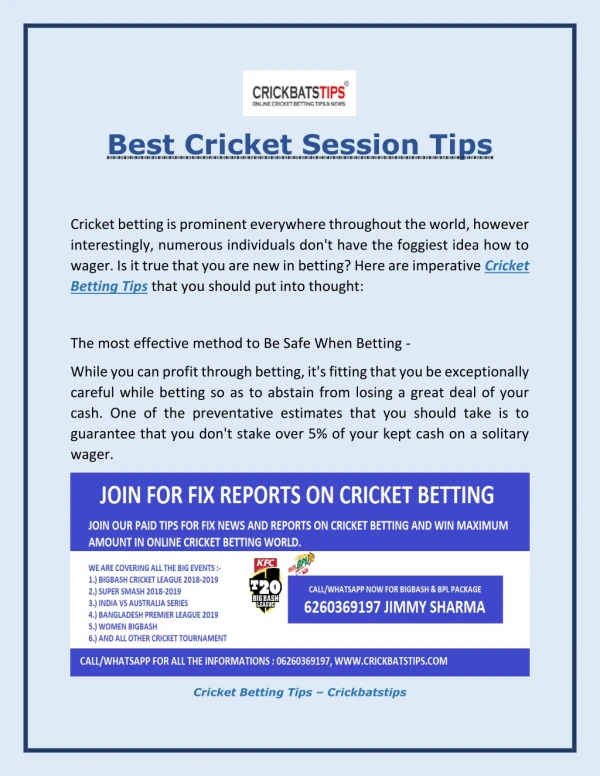 Cricket Session Tips