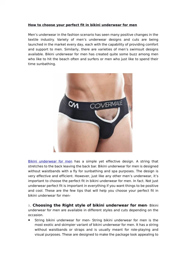 How to choose your perfect fit in bikini underwear for men