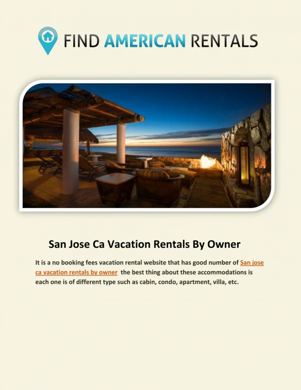 San jose ca vacation rentals by owner