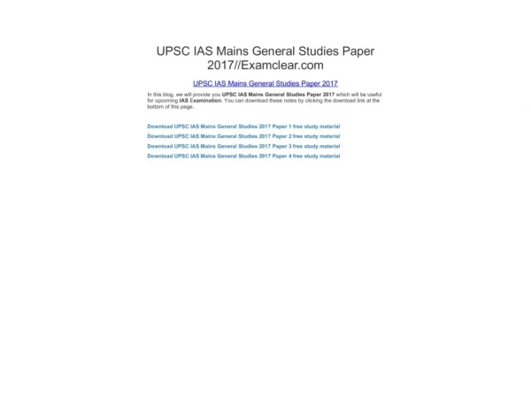 UPSC IAS Mains General Studies Paper 2013 To 2017//Examclear.com