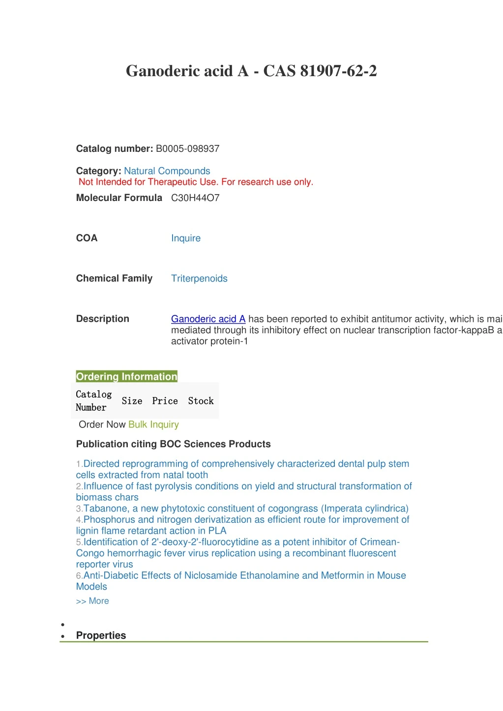 ganoderic acid a cas 81907 62 2