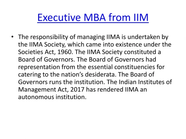 Executive MBA from IIM