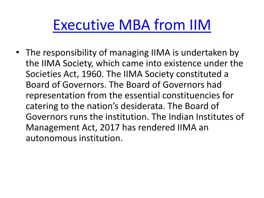 executive mba from iim