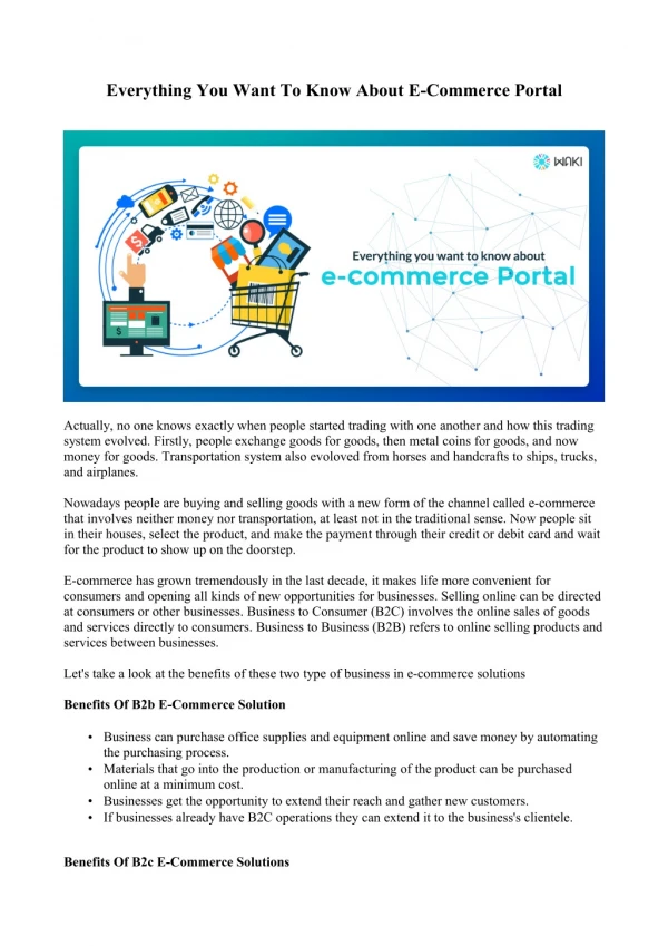 Everything You Want To Know About E-Commerce Portal