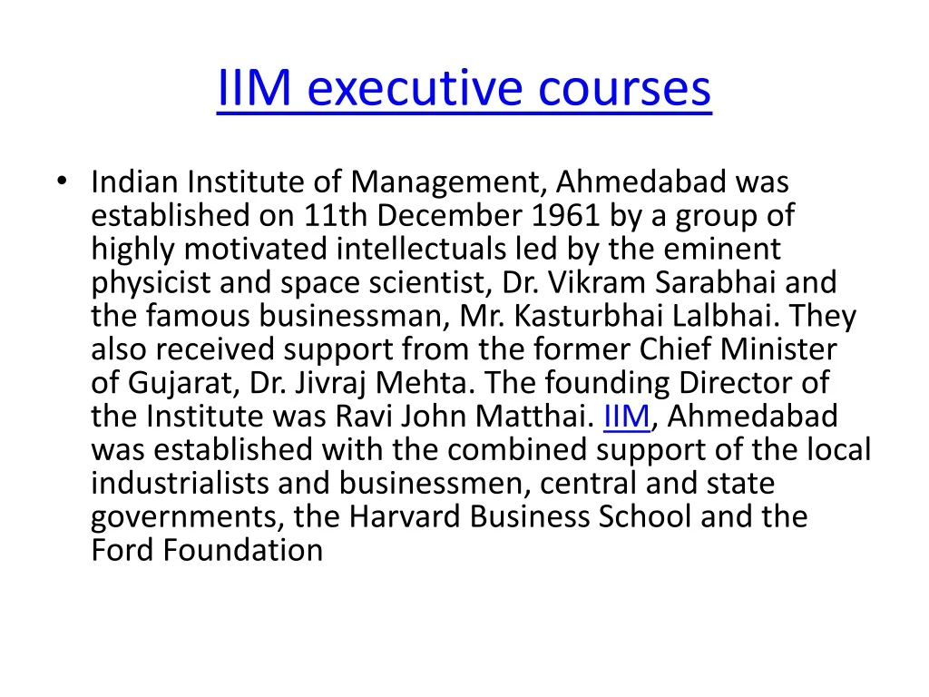 iim executive courses