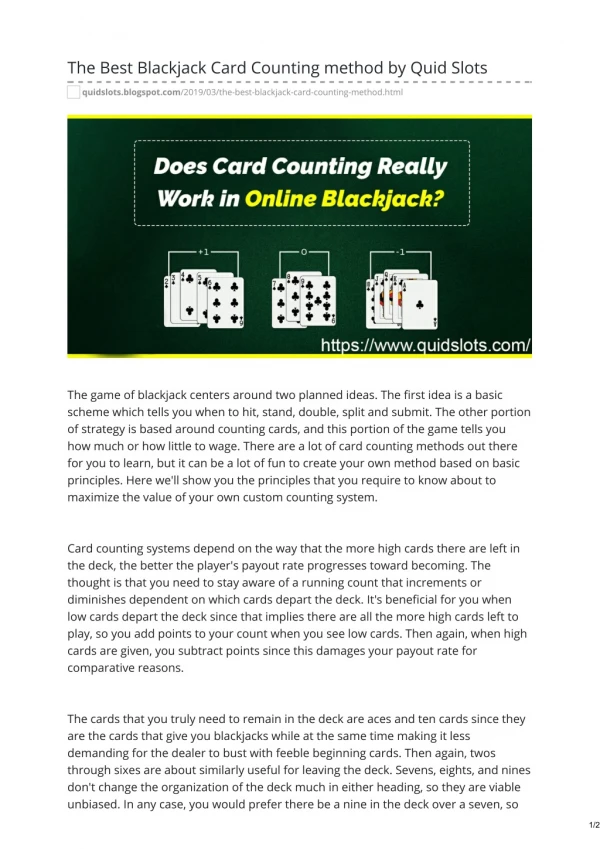 The Best Blackjack Card Counting method by Quid Slots