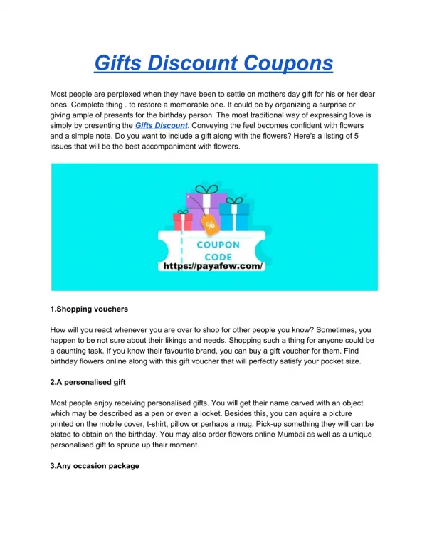 Gifts Discount Coupons