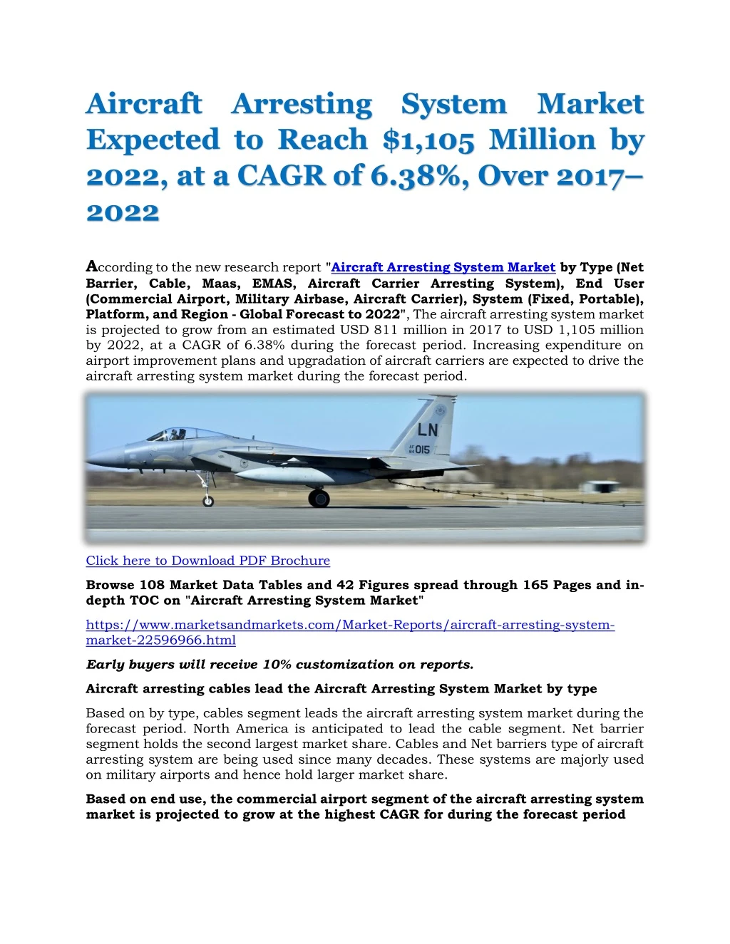 aircraft arresting system market expected