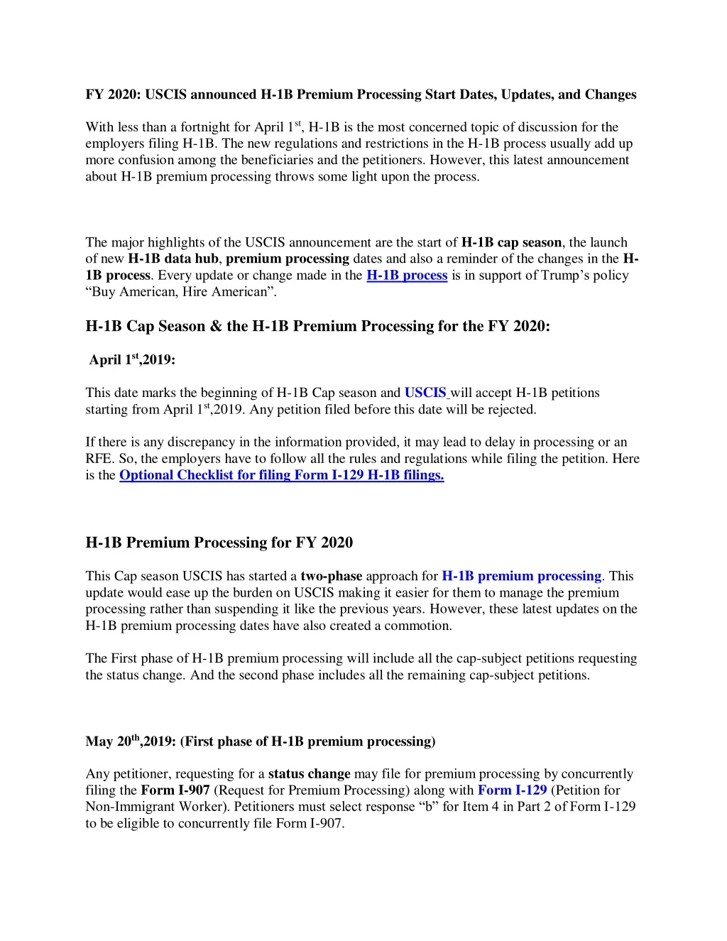 fy 2020 uscis announced h 1b premium processing