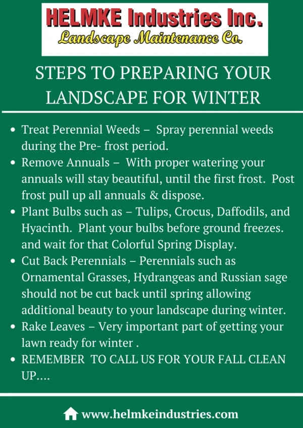 STEPS TO PREPARING YOUR LANDSCAPE FOR WINTER