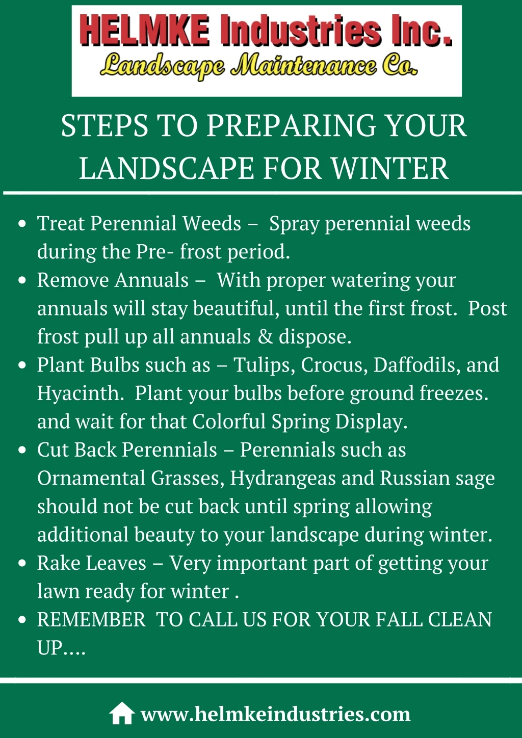 steps to preparing your landscape for winter