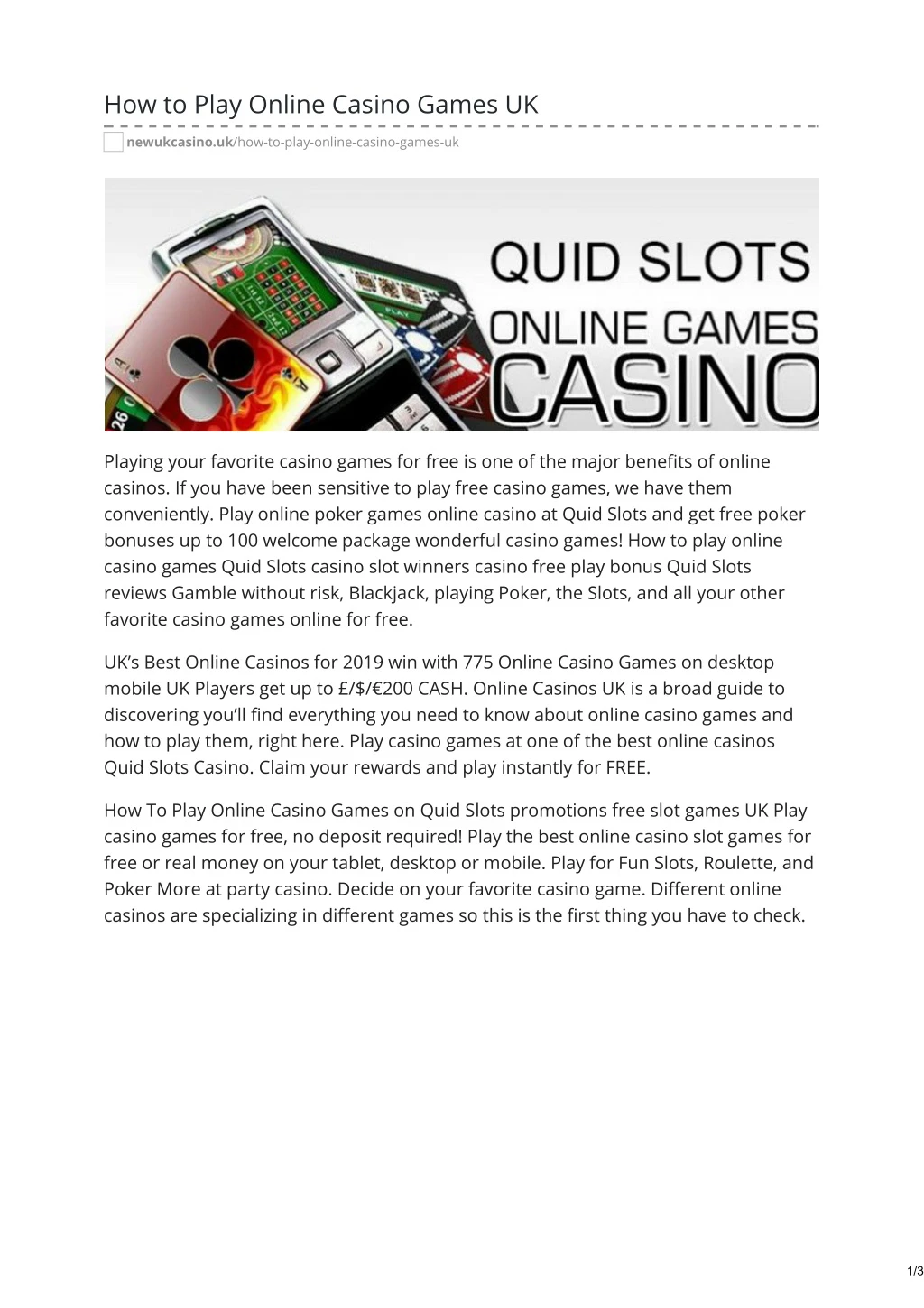 how to play online casino games uk