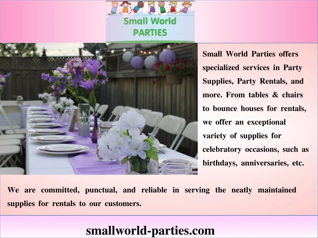 small world parties offers specialized services