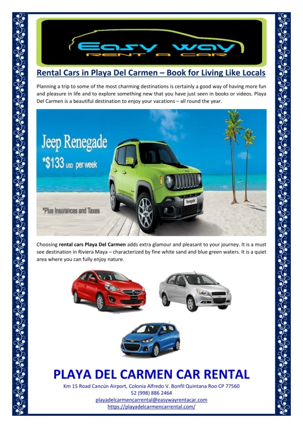 Rental Cars in Playa Del Carmen – Book for Living Like Locals