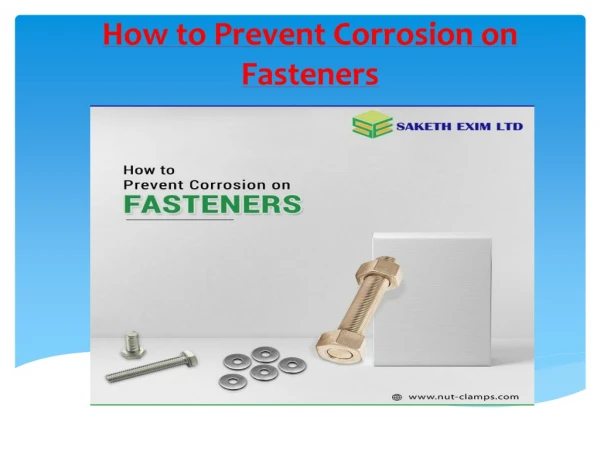 How to Prevent Corrosion on Fasteners