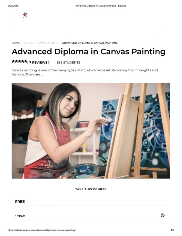 Advanced Diploma in Canvas Painting - Edukite