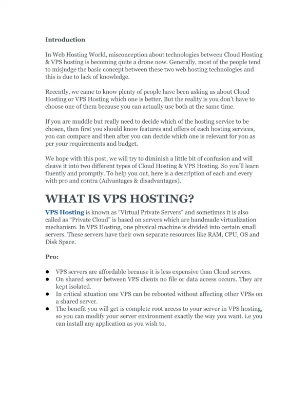 VPS Hosting vs. Cloud Hosting for Your Website