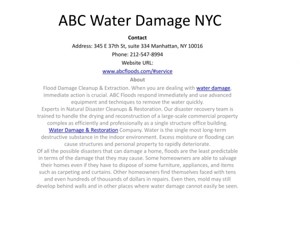 ABC Water Damage NYC