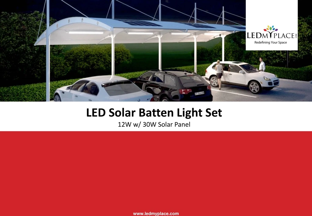 led solar batten light set 12w w 30w solar panel