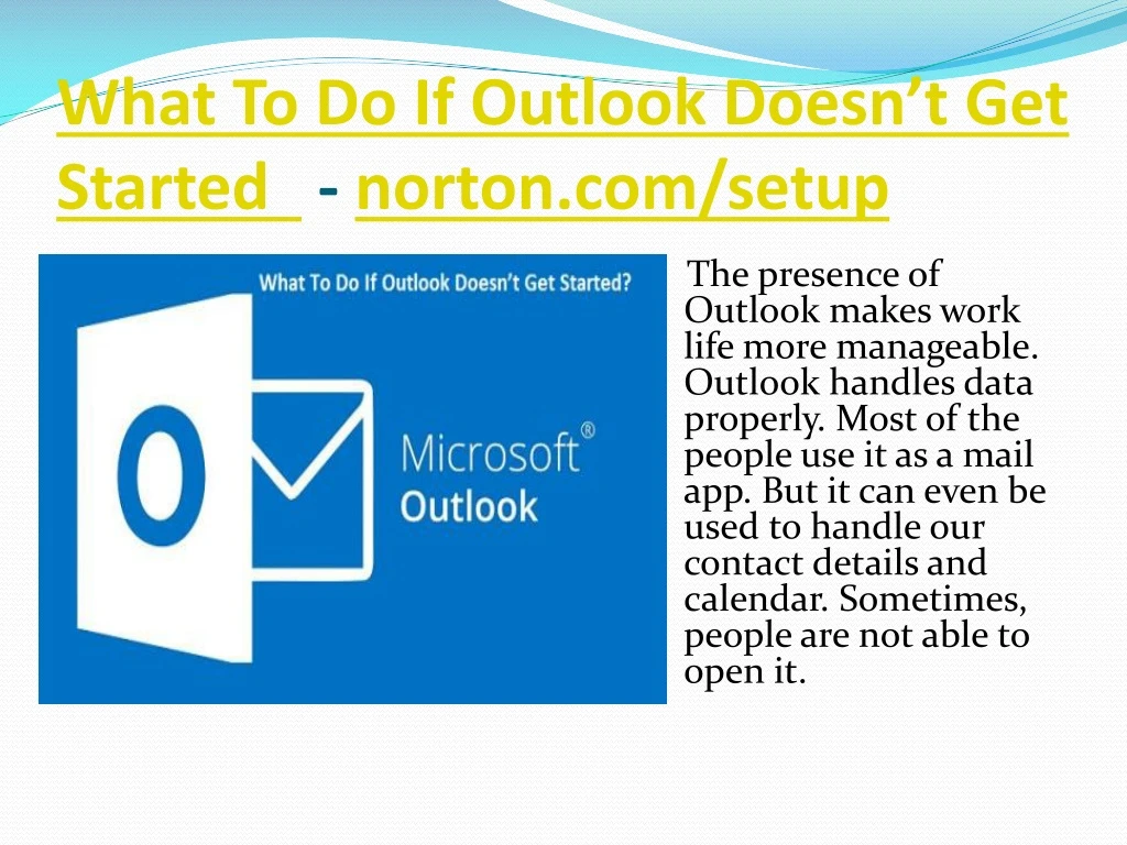 what to do if outlook doesn t get started norton com setup