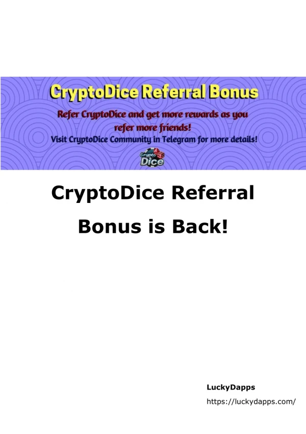 CryptoDice Referral Bonus is Back!