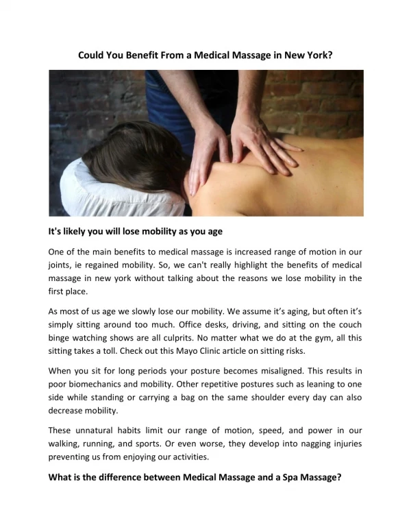 Could You Benefit From a Medical Massage in New York?