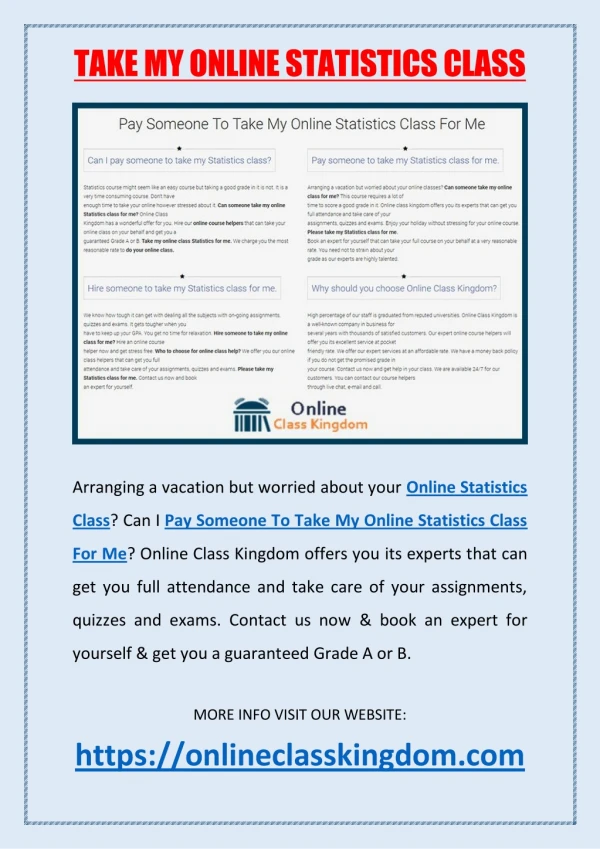 Take My Online Statistics Class For Me | Online Statistics Class