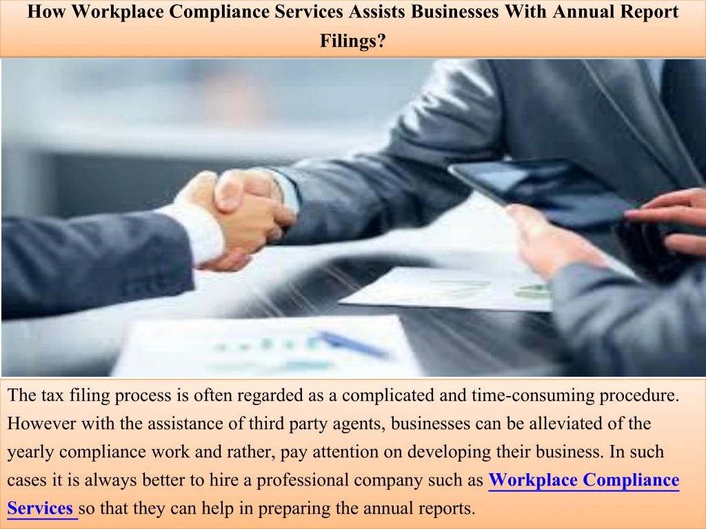 how workplace compliance services assists businesses with annual report filings
