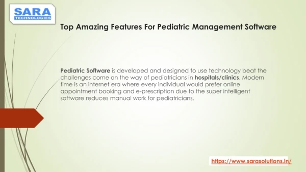 Top Amazing Features For Pediatric Management Software